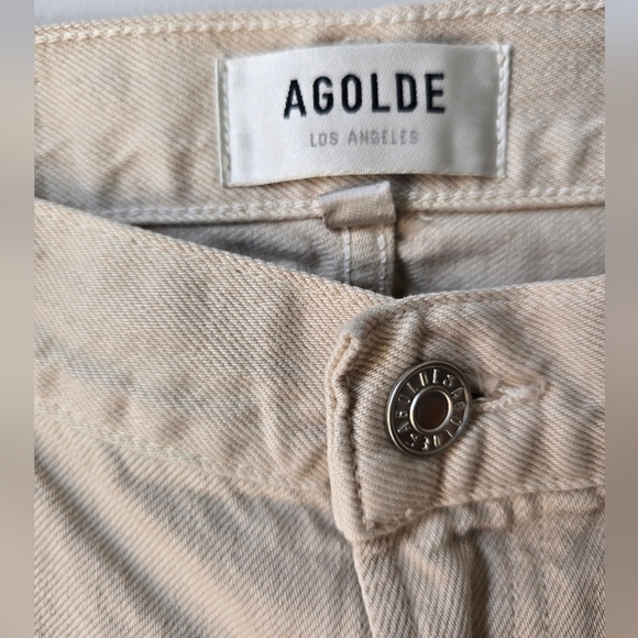 AGOLDE CLARA JEANS TUSK WIDE LEG LOW RISE Cream Organic Cotton 34 Waist 21" - Picture 2 of 8